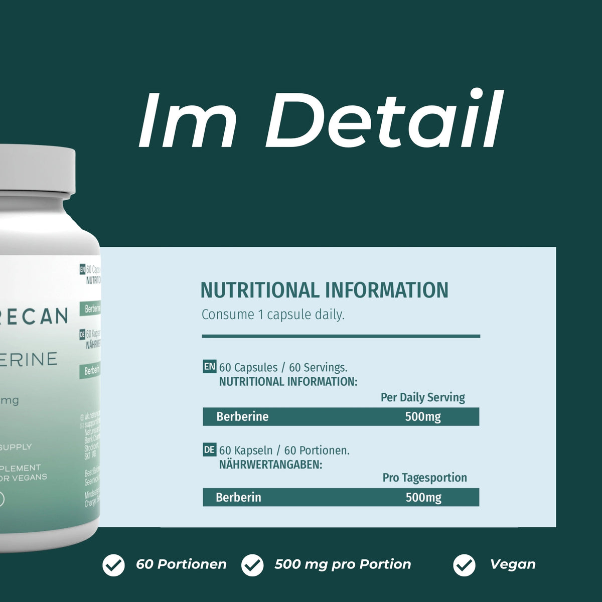 Bernerin Berberin kaufen | 500 mg Berberin-Supplemente | Naturecan – Naturecan CH