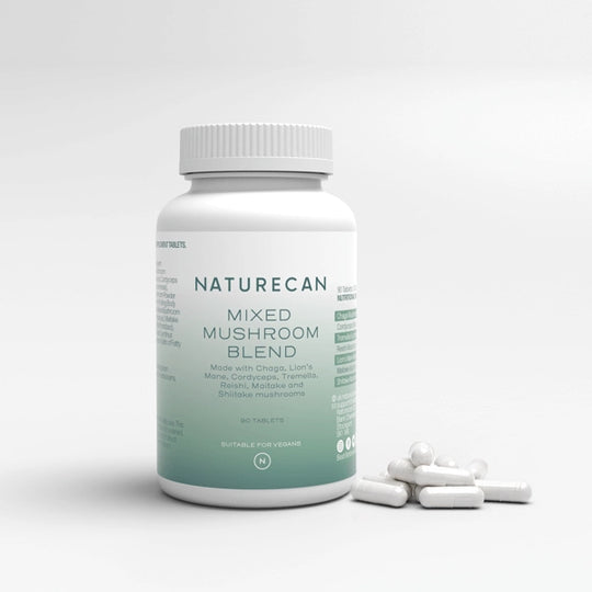 Comprimés de complexe de champignons à la crinière de lion, au chaga et au reishi