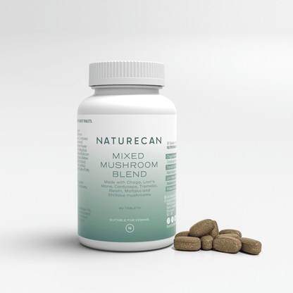 Comprimés de complexe de champignons à la crinière de lion, au chaga et au reishi